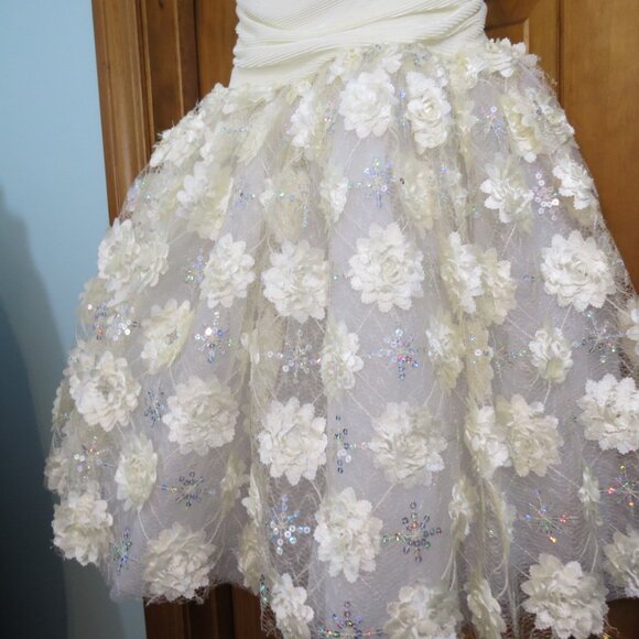Curtain Call Ivory Ballet Tutu Silver Sequins Flowers Size Child XL - Picture 4 of 9